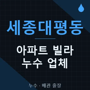 세종대평동 아파트 빌라 누수 전문 업체 가격 비용 견적
